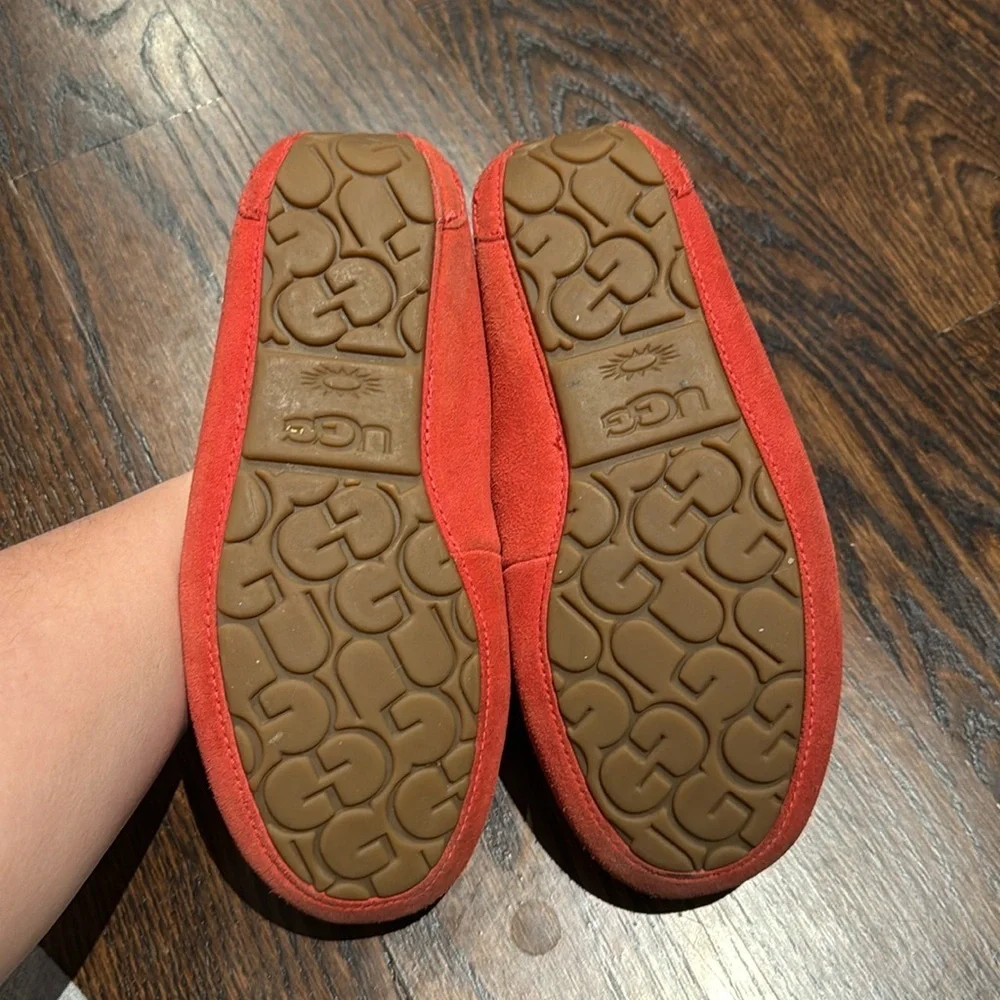 UGG Australia Ansley Womens Moccasin Slippers Suede Upper Wool Red SIZE 7 - Picture 5 of 10